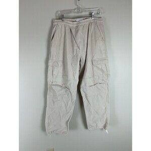 Eighteen East Gorecki Cargo Pants Corduroy Beige Cream Size M Wide Leg Loose